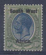 South West Africa 1923 KGV 10s single Englsih fine mint