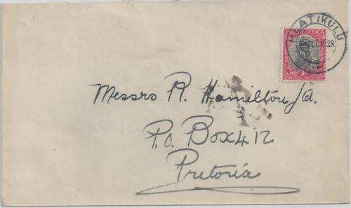Swaziland 1928 SA 1d Ship used on cover from Hlatikulu to Pretoria fine
