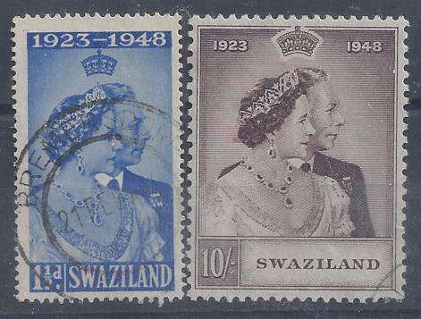 Swaziland 1948 KGVI Silver Wedding set of 2 very fine used