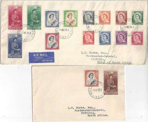 New Zealand 1954 QEII Definitive on two First Day covers, fine
