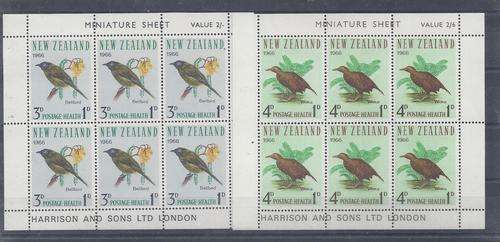 New Zealand 1966 Health Birds set of 2 miniature sheets fine  unmounted mint