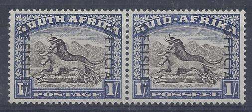 South Africa Officials 1950 1s blackish brown and ultramarine very fine mint