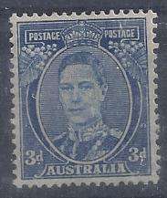 Australia 1937 KGVI 3d bright blue perf 15x14 fine  mint