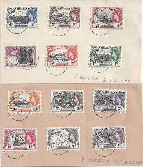 ST Helena 1953 QEII set on 2 covers, fine used