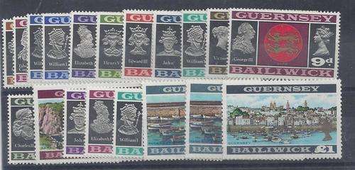 Guernsey 1969 Defintive lot of 19 values with both 10s perfs unmounted mint