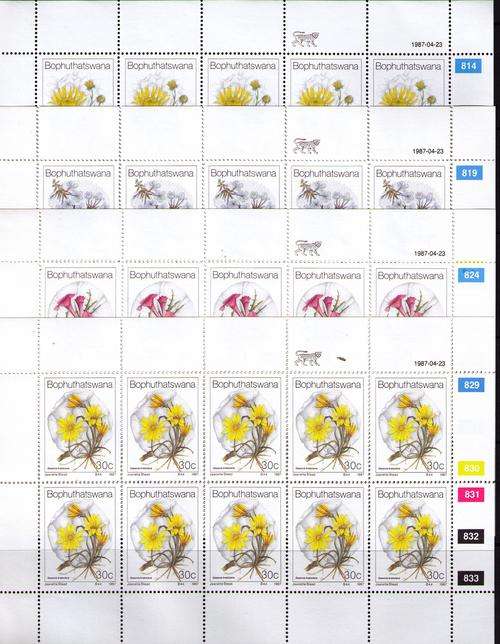 Bophuthatswana Wild Flowers set of 4 Full Sheets