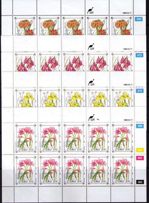 Ciskei Protected Flowers set of 4 Full Sheets