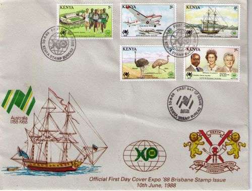 Kenya 1988 Expo `88 Brisbane Stamp Issue First Day Cover