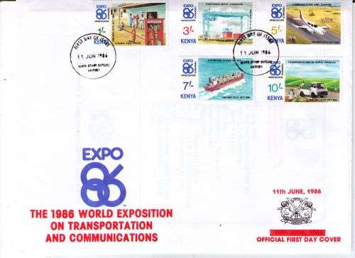Kenya 1986 World Exposition on Transportation and Communication First Day Cover