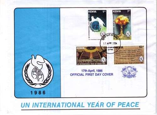 Kenya 1986 UN International Year of Peace First Day Cover