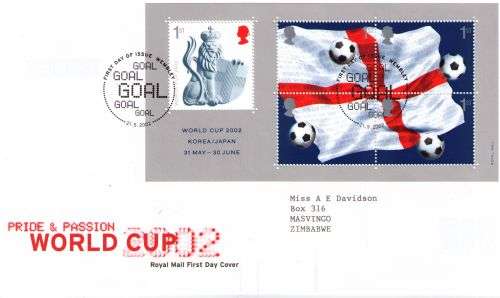 Great Britain 2002 Pride and Passion World Cup  Royal Mail FDC