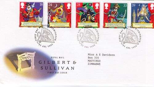 Great Britain 1992 Gilbert and Sullivan Royal Mail FDC
