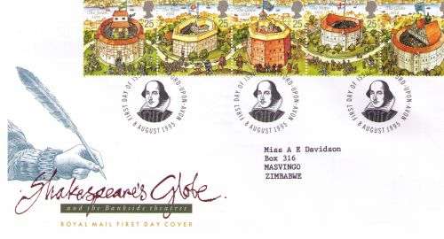 Great Britain 1995 Shakespeare`s Globe and the bankside Theatres Royal Mail FDC
