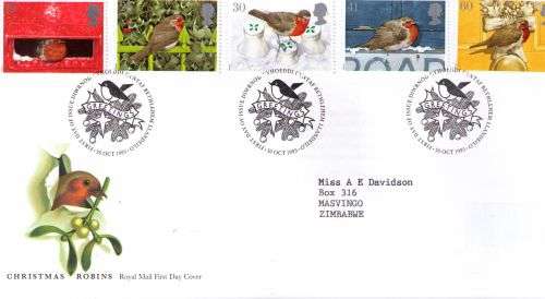 Great Britain 1995 Christmas Robins Royal Mail FDC