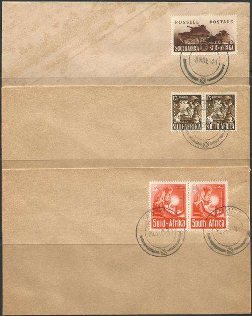 South Africa 1941 to 1943 Large War set all neatly on covers with Mamre cds  very fine
