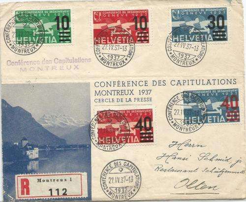 Switzerland 1937 illustrated Airmail cover with special cancellation   very fine