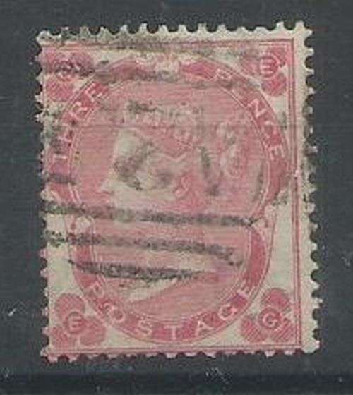 Great Britain Used Abroad 1862 3d pale carmine rose with A25 cancel fine used