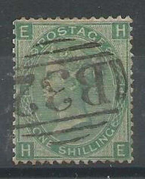 Great Britain Used Abroad 1865 1s green plate 4 with B32 Buenos Ayres Argentina cancel fine used