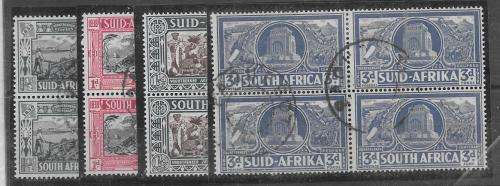 South Africa 1938 Voortrekker set of 4 in blocks of 4 with Paquebot cancel very fine used