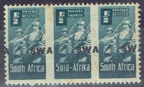 South West Africa 1943 Small War half d with major shift of overprint