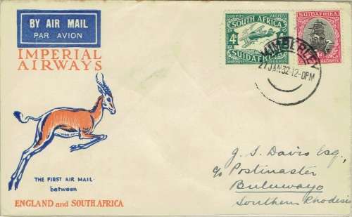 South Africa 1932 Airmail flight from Kimberly to Bulawayo Rhodesia