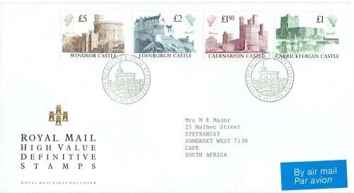 Great Britain 1988 Castles high values set of 4 on first day cover