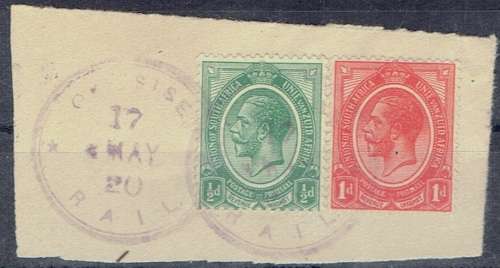 South West Africa - WWI South Africa Occupation with Okasise Rail rubber cancel