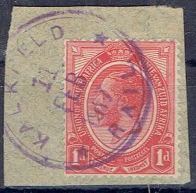 South West Africa - WWI South Africa Occupation 1d with Kalkfeld Rail rubber cancel