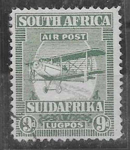 South Africa 1925 Airmail 9d extended strut variety fine used