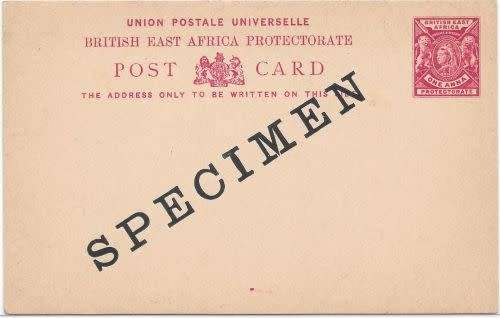 British East Africa QV BEA 1a postcard overprinted SPECIMEN very fine unused