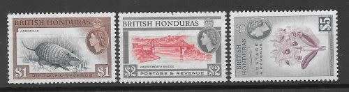 British Honduras 1953 QEII Definitive top 3 values unmounted mint