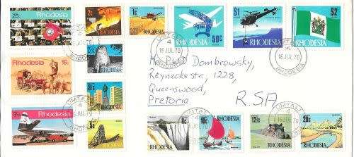 Rhodesia 1970 cover from Umtali to Pretoria with high value definitive stamps