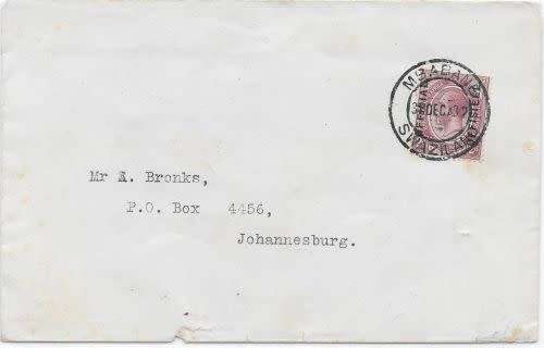 Swaziland 1932 SA KGV 2d Official used from Mbabane to Pretoria fine