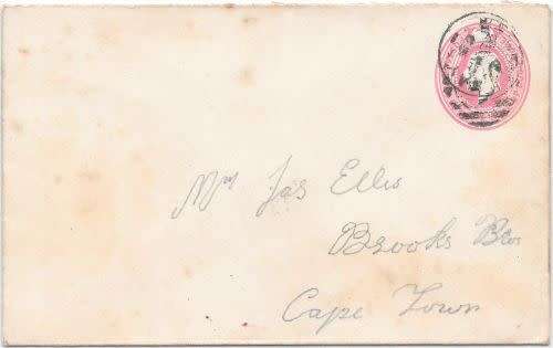 Cape of Good Hope 1905 KEVII 1d embossed envelope used with BONC 300 and cds of Walvish Bay