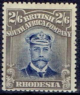 Rhodesia BSAC 1913 KGV Admiral Die II perf 15 2s6d  fine mint