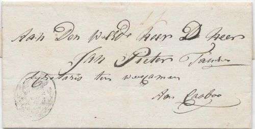 Cape of Good Hope 1831 wrapper to Stellenbosh with Crowned circle and Post Paid cancellers very fine
