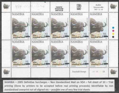 Namibia 2005 Surcharge Standard Mail on $4 trial sheet superb unmounted mint