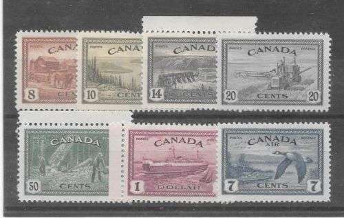 Canada 1946 set of 7 including 7c airmail very fine unmounted mint
