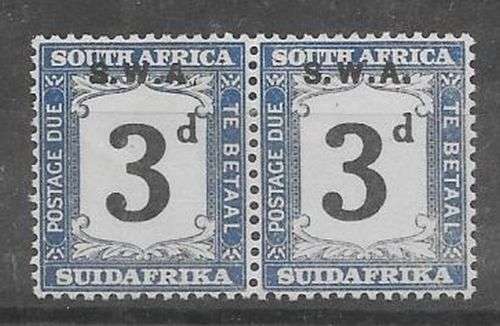 South West Africa Postage Due 1928 3d pair one with no stop after A unlisted very scarce