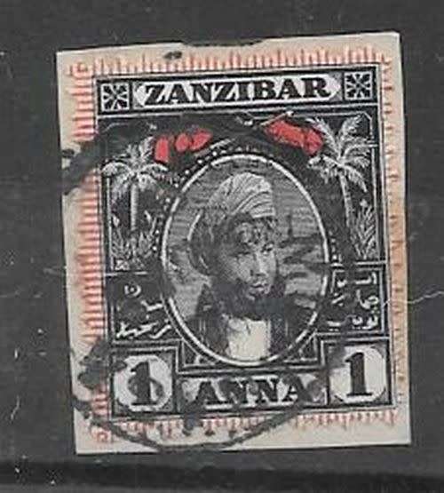 Kenya Uganda Tanganyika BEA 1897 Zanzibar overprinted 1d  very fine used on piece
