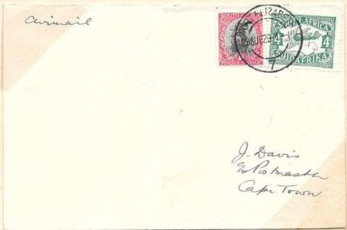 South Africa 1929 26 Aug 1st Flight return internal flight from Port Elizabeth - Cape Town very fine
