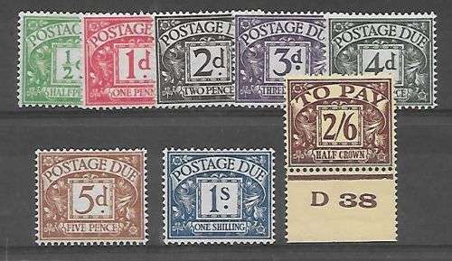 Great Britain Postage Due 1937 set of 8 very fine mint and unmounted mint
