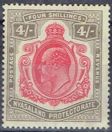 Nyasaland 1908 KEVII 4s carmine and black fine mint