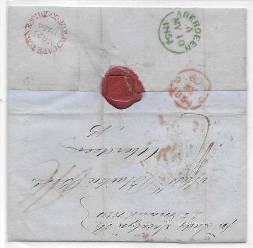 Cape of Good Hope 1854 Entire from Cape Town with red canceller to Aberdeen Scotland