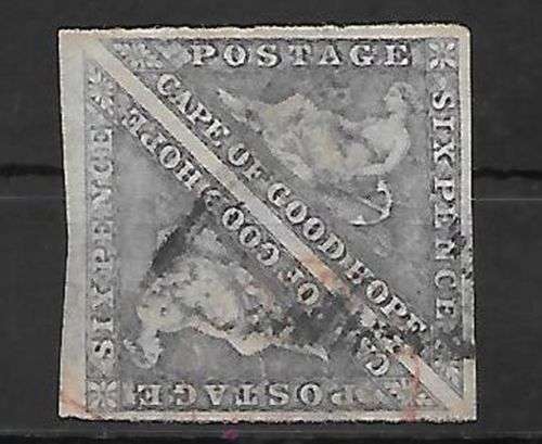 Cape of Good Hope 1855 Triangle 6d slate lilac pair very fine used
