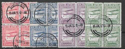 South Africa 1925 Airmails set of 4 in blocks of 4 fine used