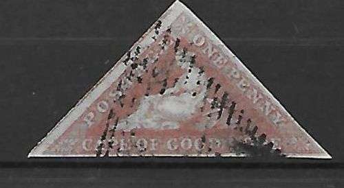 Cape of Good Hope 1853 deeply blued paper 1d pale brick red clear margins fine used