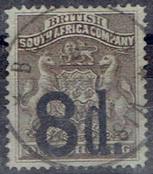 Rhodesia BSAC 1892 Surcharge 8d on 1s very fine used