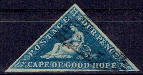 Cape of Good Hope 1855 4d deep blue rouletted with clear margins very fine used