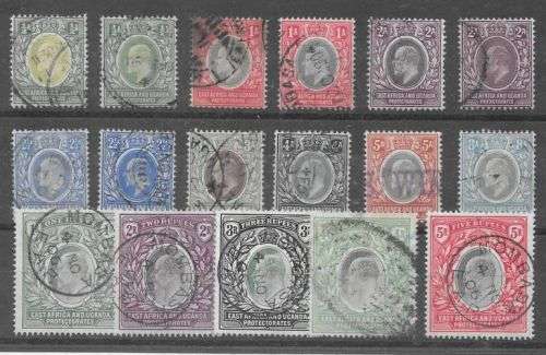 Kenya Uganda Tanganyika 1904 KEVII set of 17 to 5r very fine used